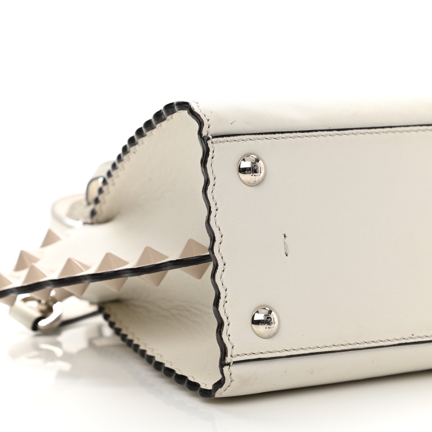 Vitello Scalloped Studded Mini 3Jours Tote Ice Cloude