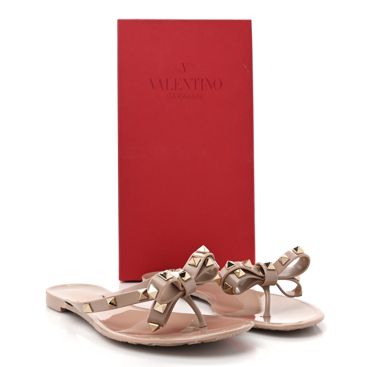 PVC Jelly Rockstud Bow Thong Sandals 38 Poudre