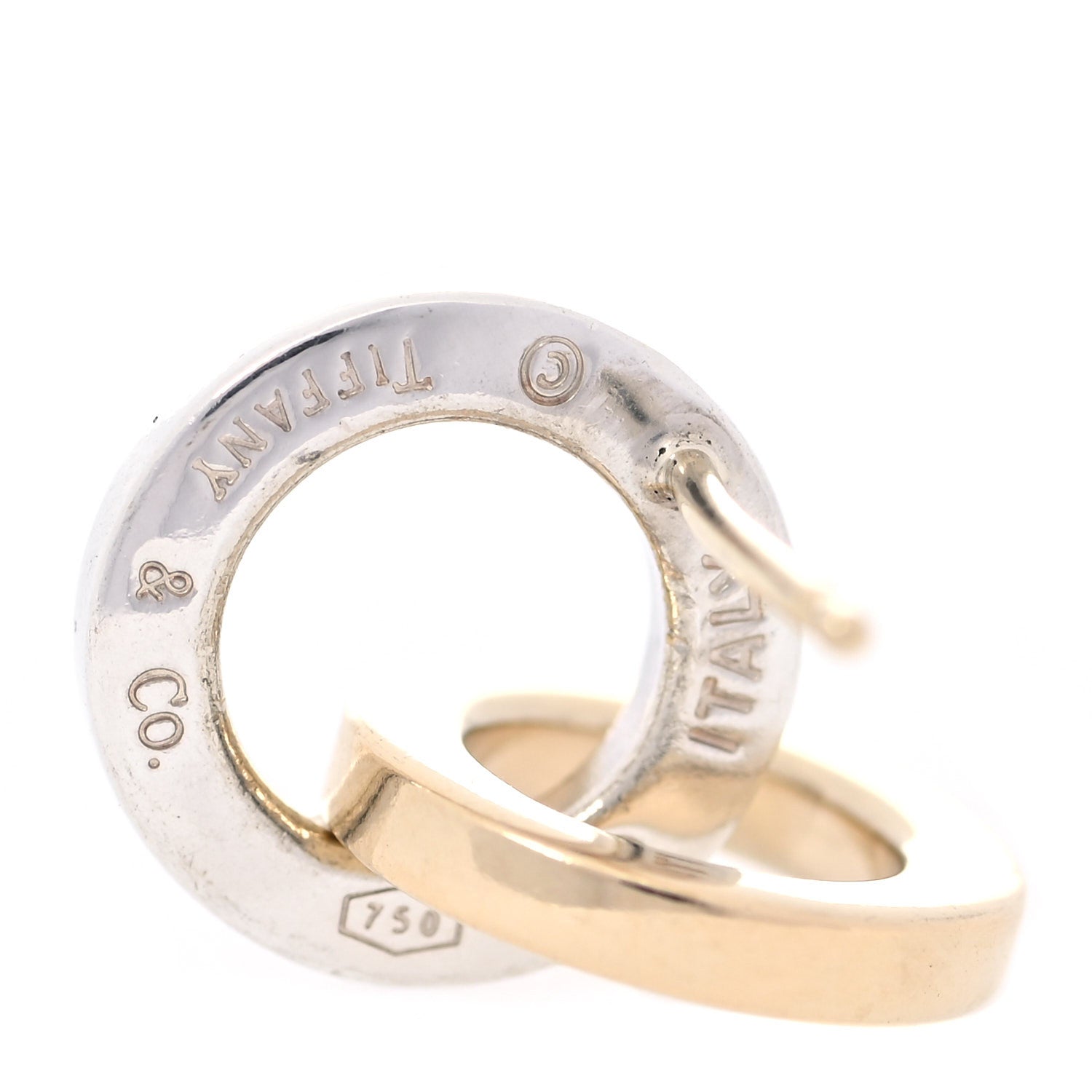 Tiffany Sterling Silver 18K Yellow Gold Interlocking Circle Earrings 5 of 8