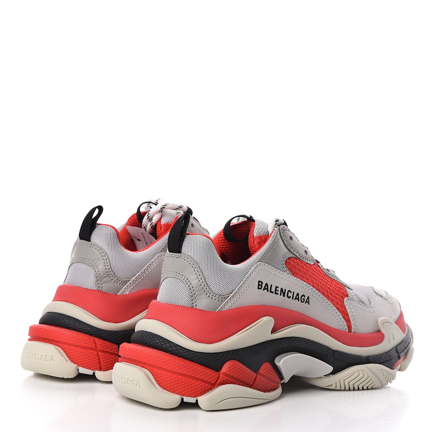 Fabric Mesh Womens Triple S Sneakers 38 Red Grey White