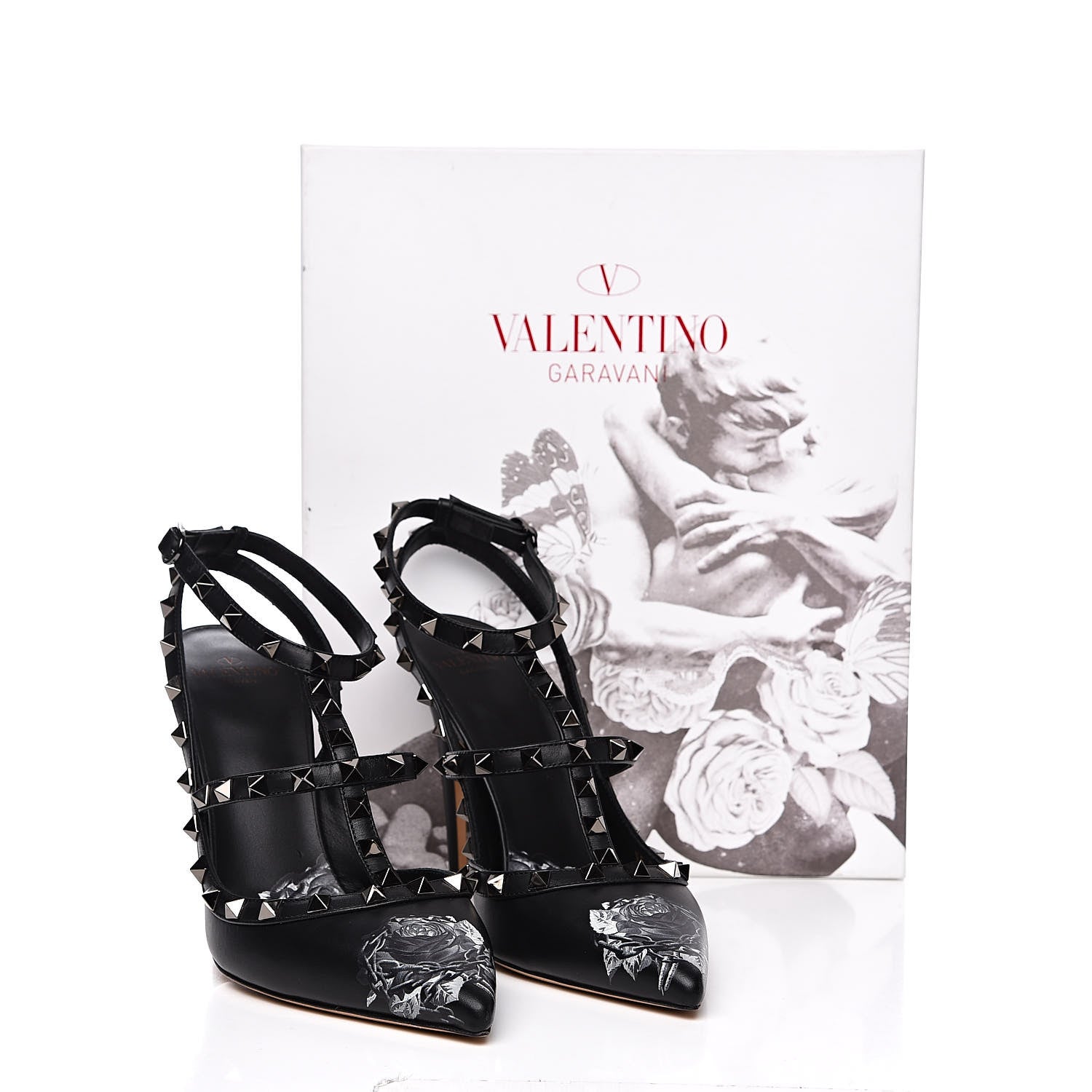 Valentino Garavani Calfskin Nappa Rockstud Undercover Ankle Strap 100mm Pumps 40 Black Grey 9 of 9