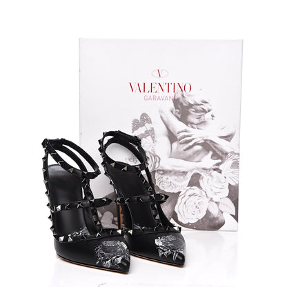Valentino Garavani Calfskin Nappa Rockstud Undercover Ankle Strap 100mm Pumps 40 Black Grey 9 of 9