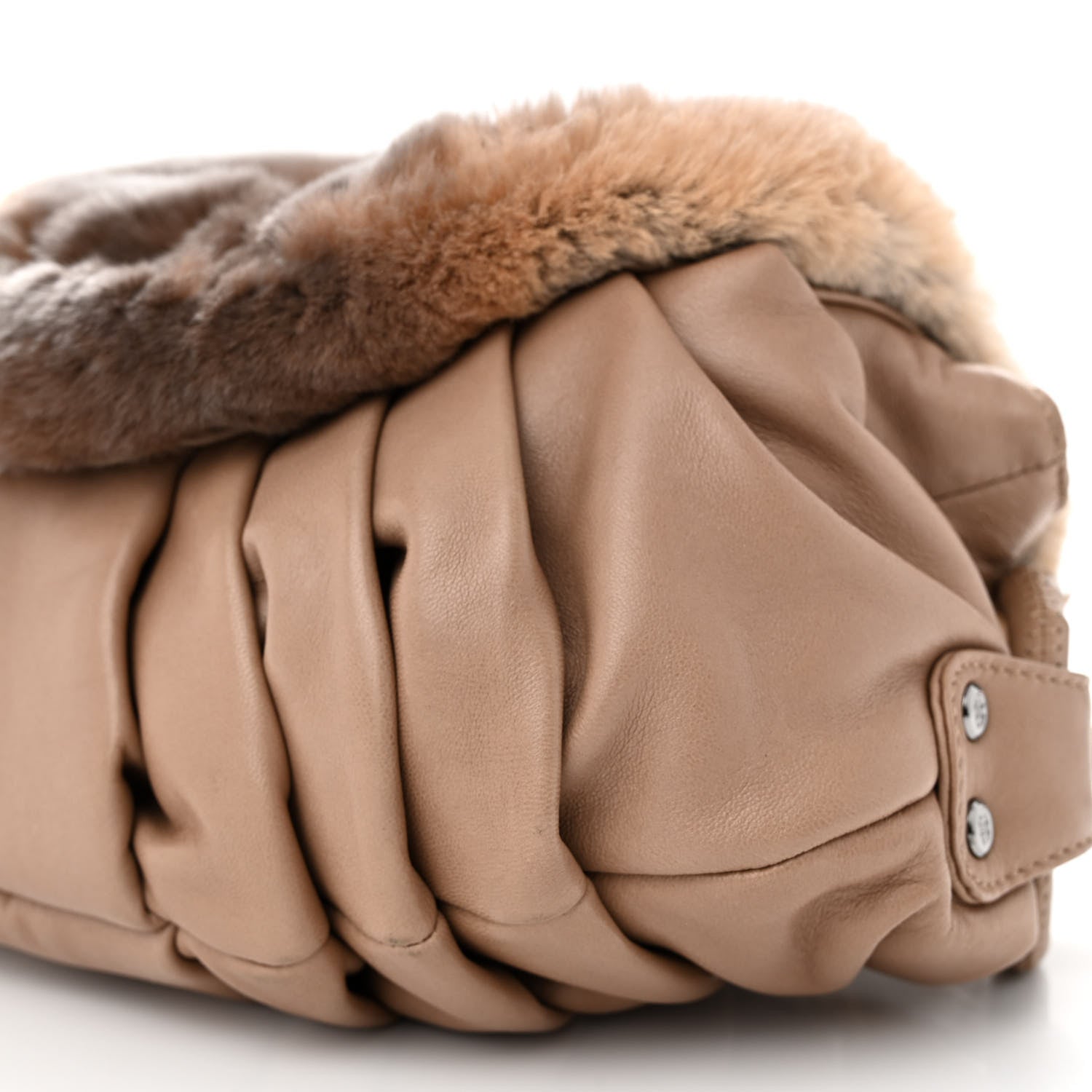 Chanel Lapin Rabbit Fur Lambskin Pleated CC Flap Bag Beige 10 of 11