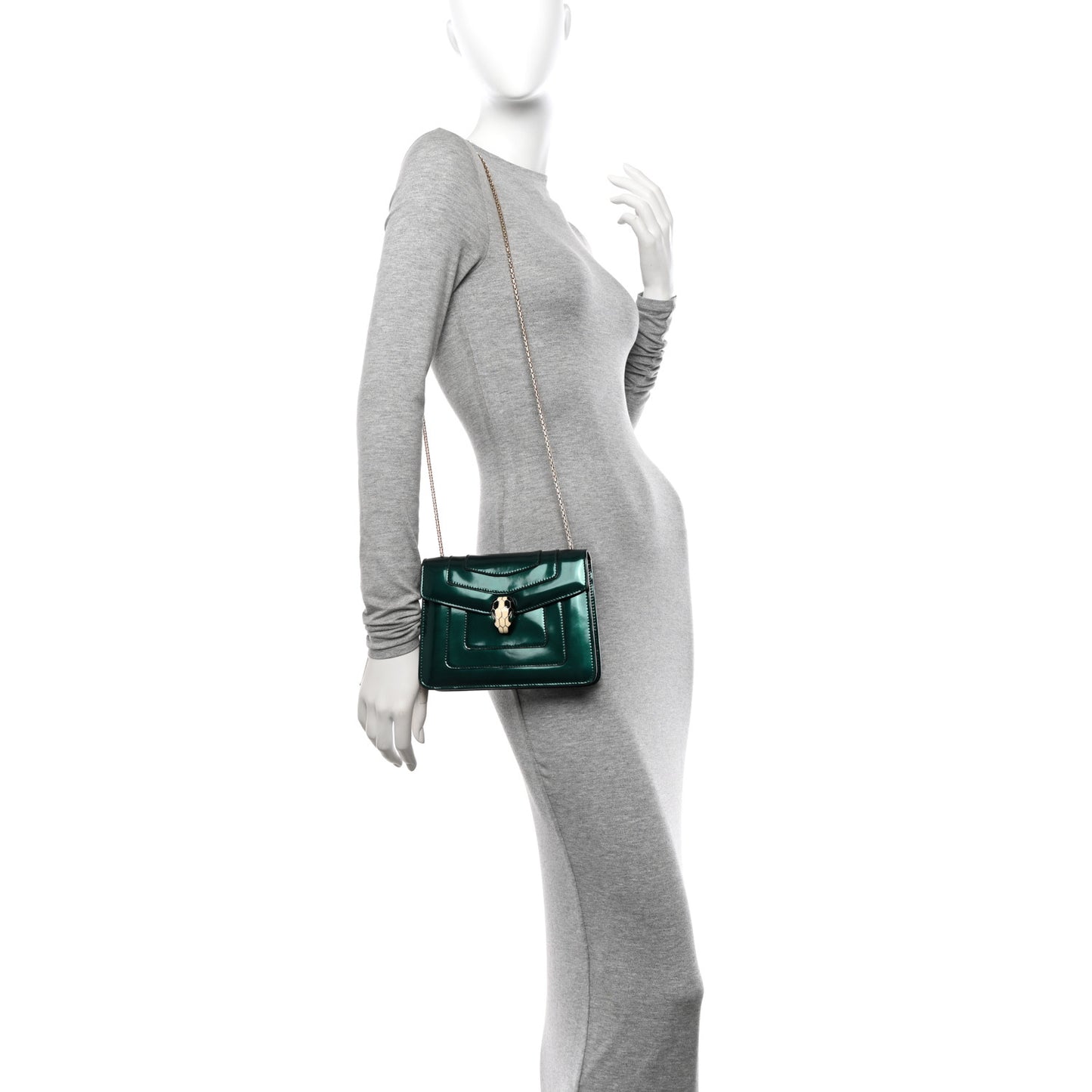 Patent Serpenti Forever Crossbody Emerald