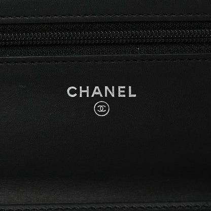 Chanel Patent Calfskin Quilted Wallet On Chain WOC Black 6 of 14
