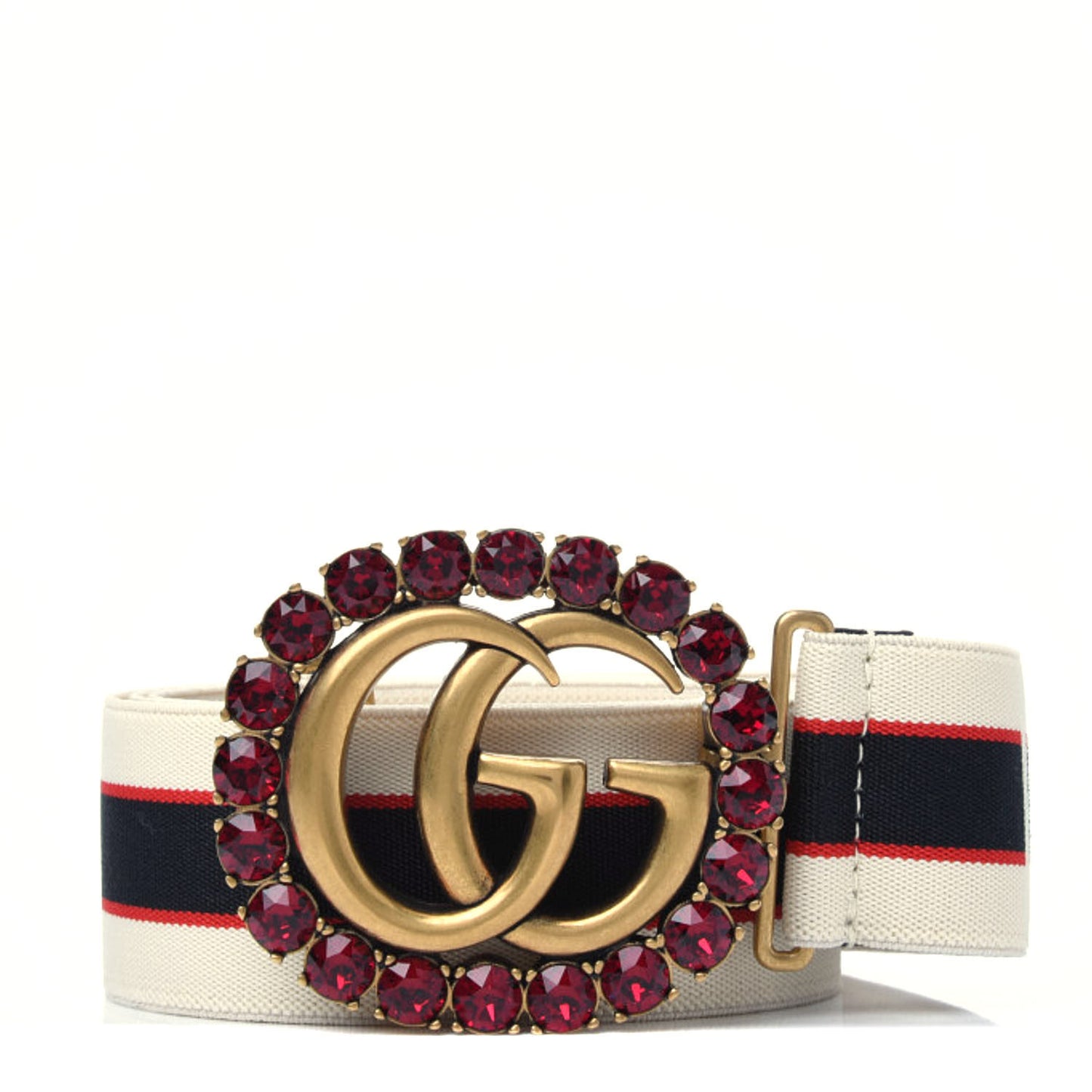 Jacquard Crystal Stripe Double G Belt 100 40 White