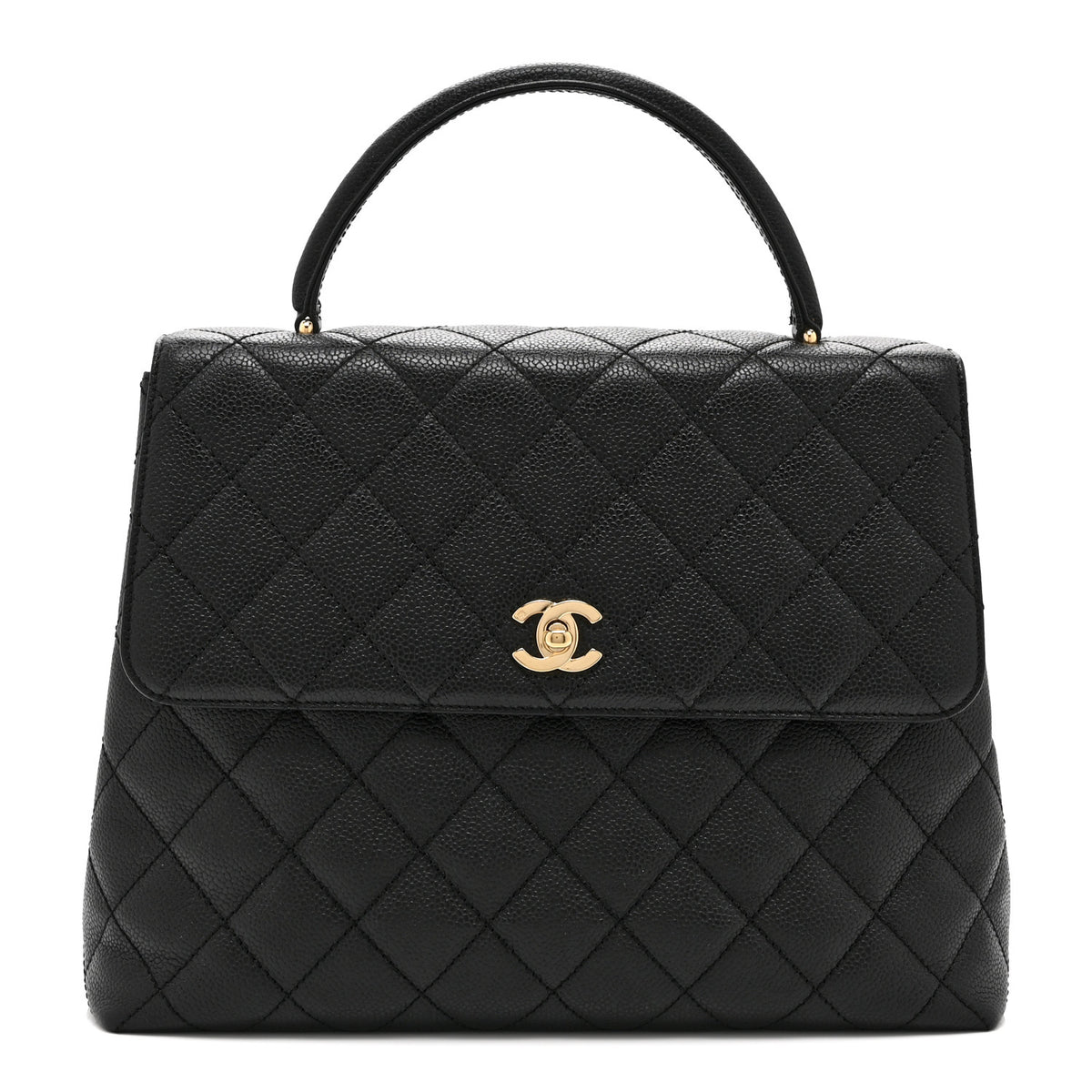 Caviar Quilted Jumbo Kelly Flap Black