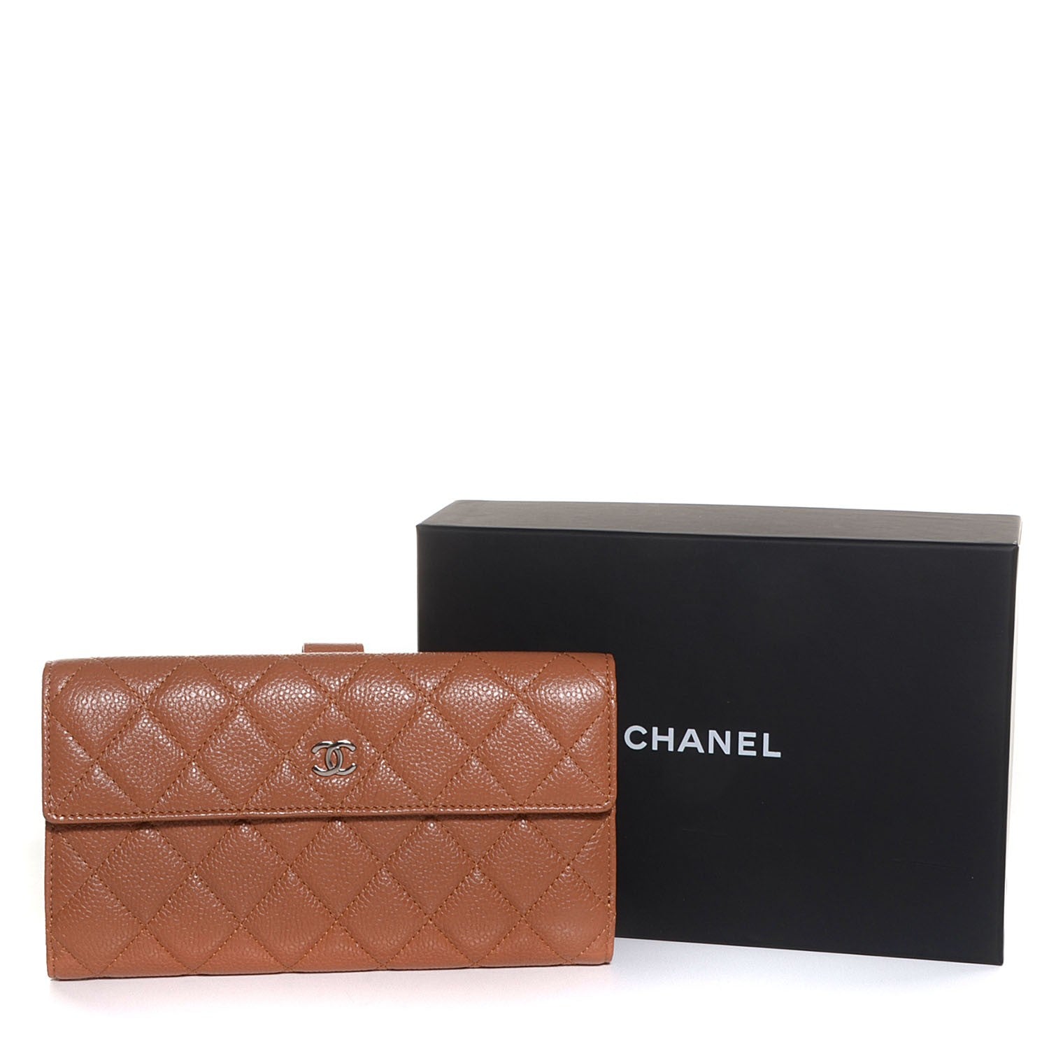 Chanel Caviar Quilted Long Flap Wallet Light Brown 5 of 9