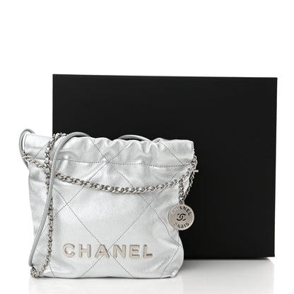 Chanel Metallic Lambskin Quilted Mini Chanel 22 Silvery 11 of 11