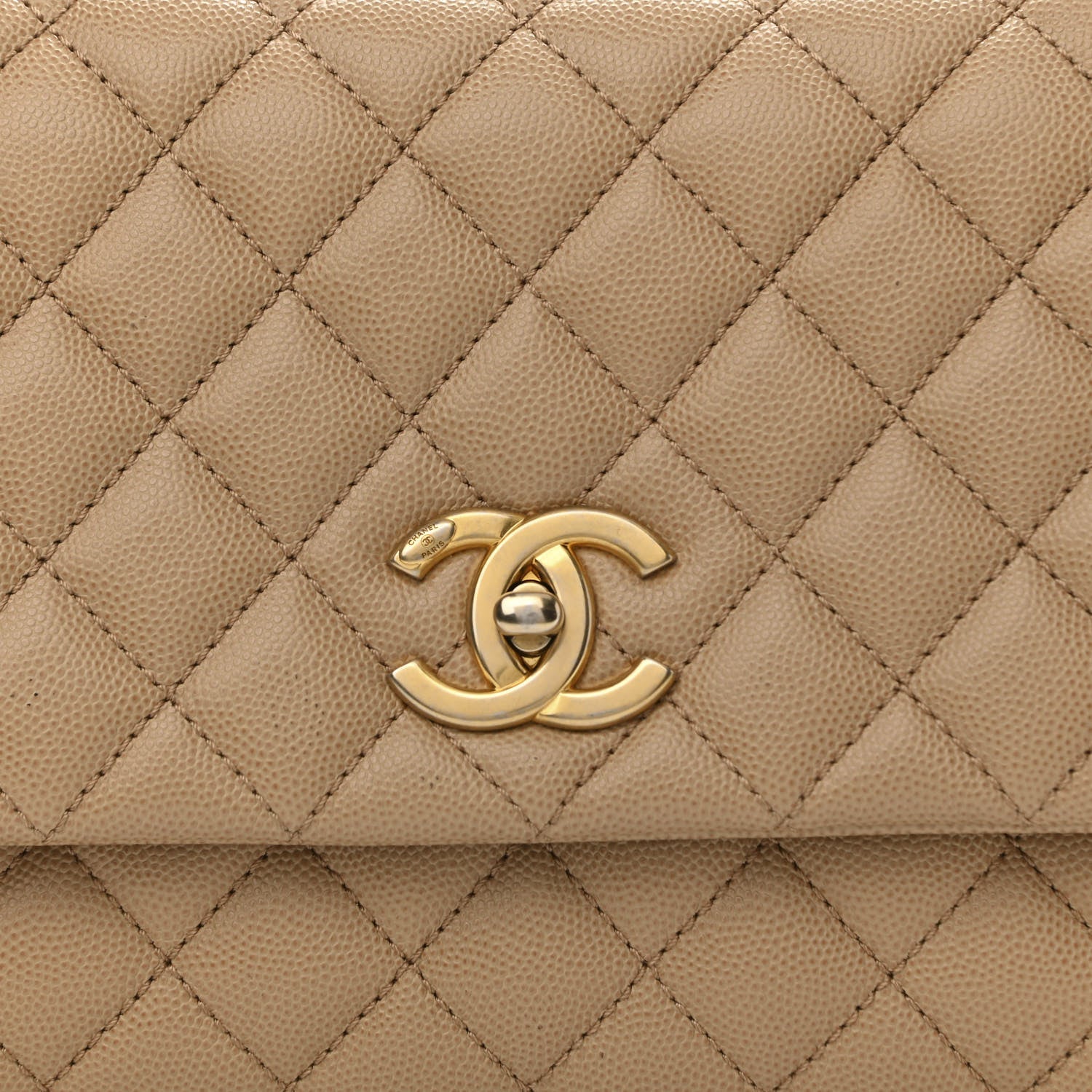 Chanel Caviar Lizard Quilted Small Coco Handle Flap Beige 8 of 13