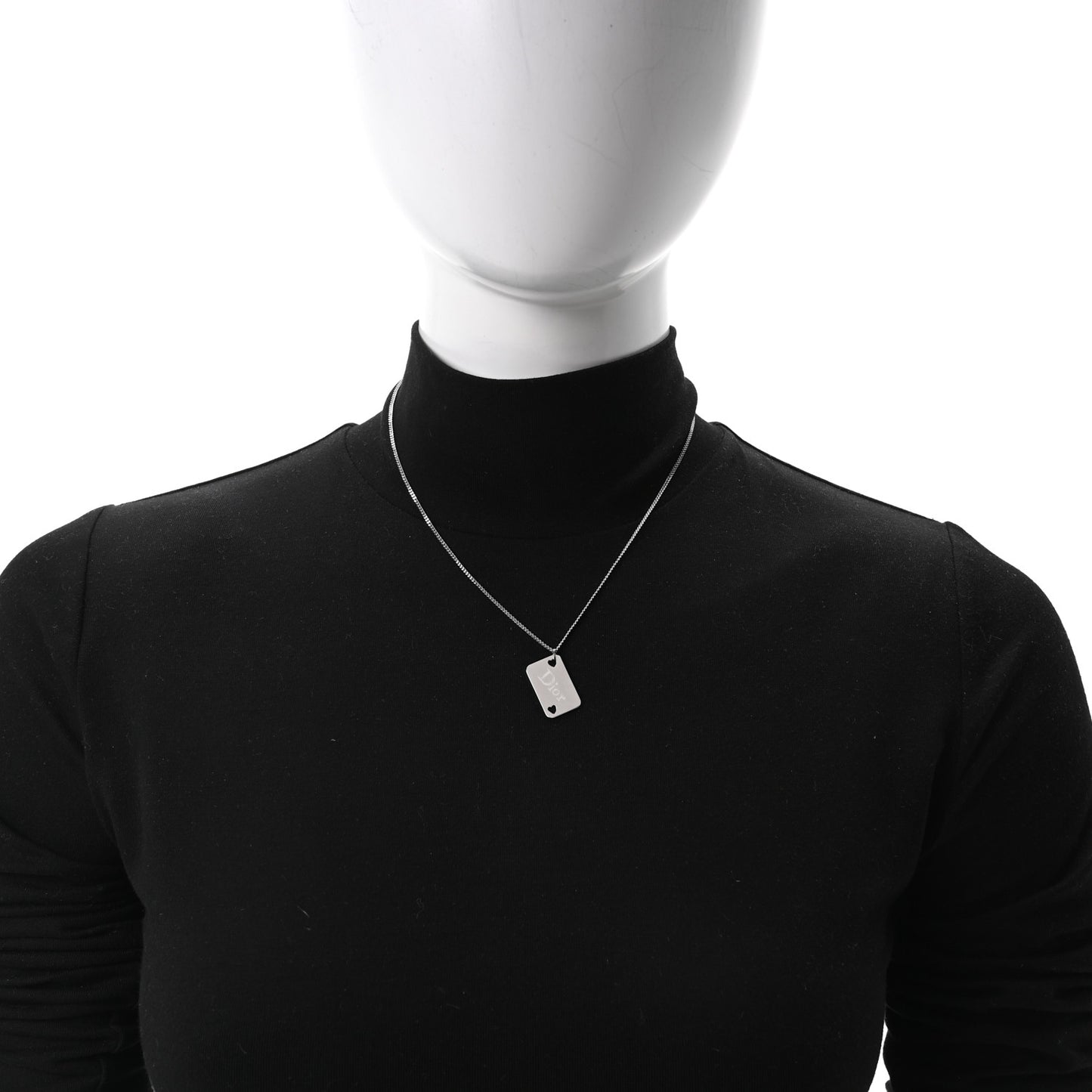 Enamel Logo Tag Short Necklace Silver