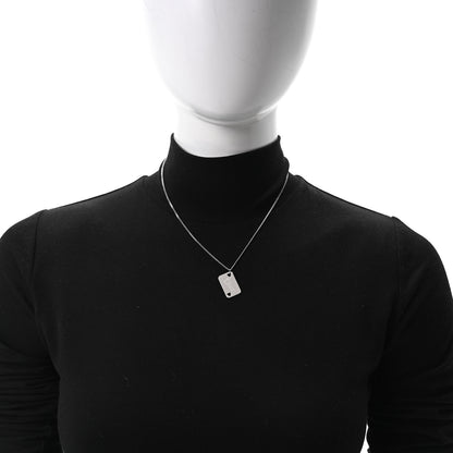Christian Dior Enamel Logo Tag Short Necklace Silver 2 of 4