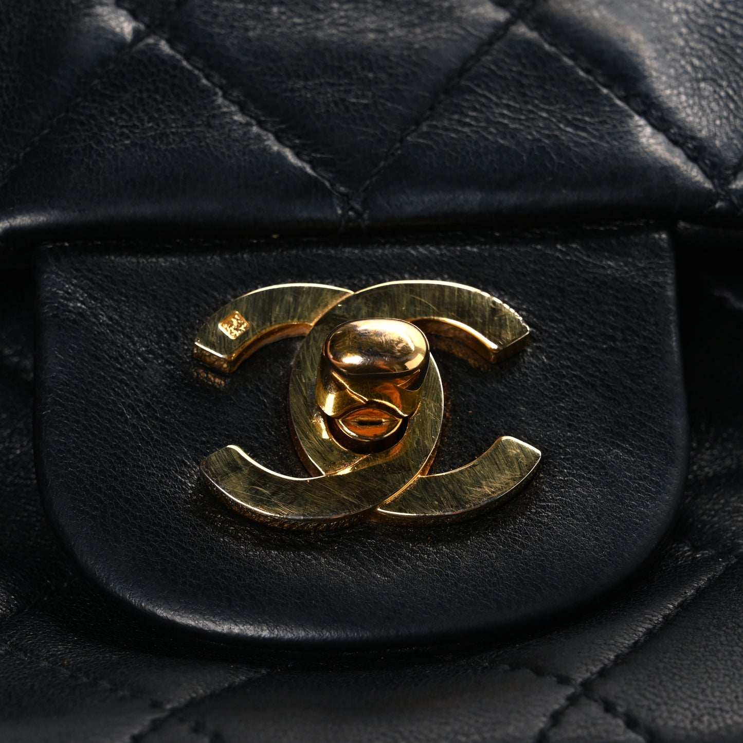 Lambskin Quilted Medium Double Flap Black