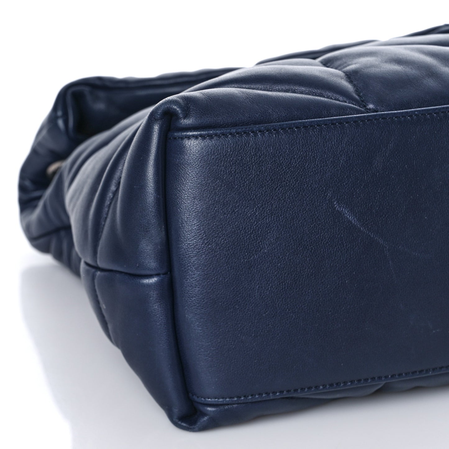 Lambskin Quilted Medium Loulou Puffer Monogram Chain Satchel Navy