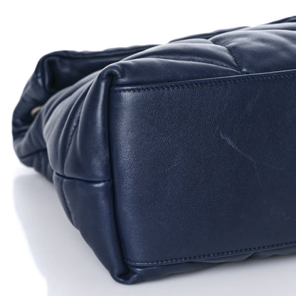 Saint Laurent Lambskin Quilted Medium Loulou Puffer Monogram Chain Satchel Navy 8 of 9