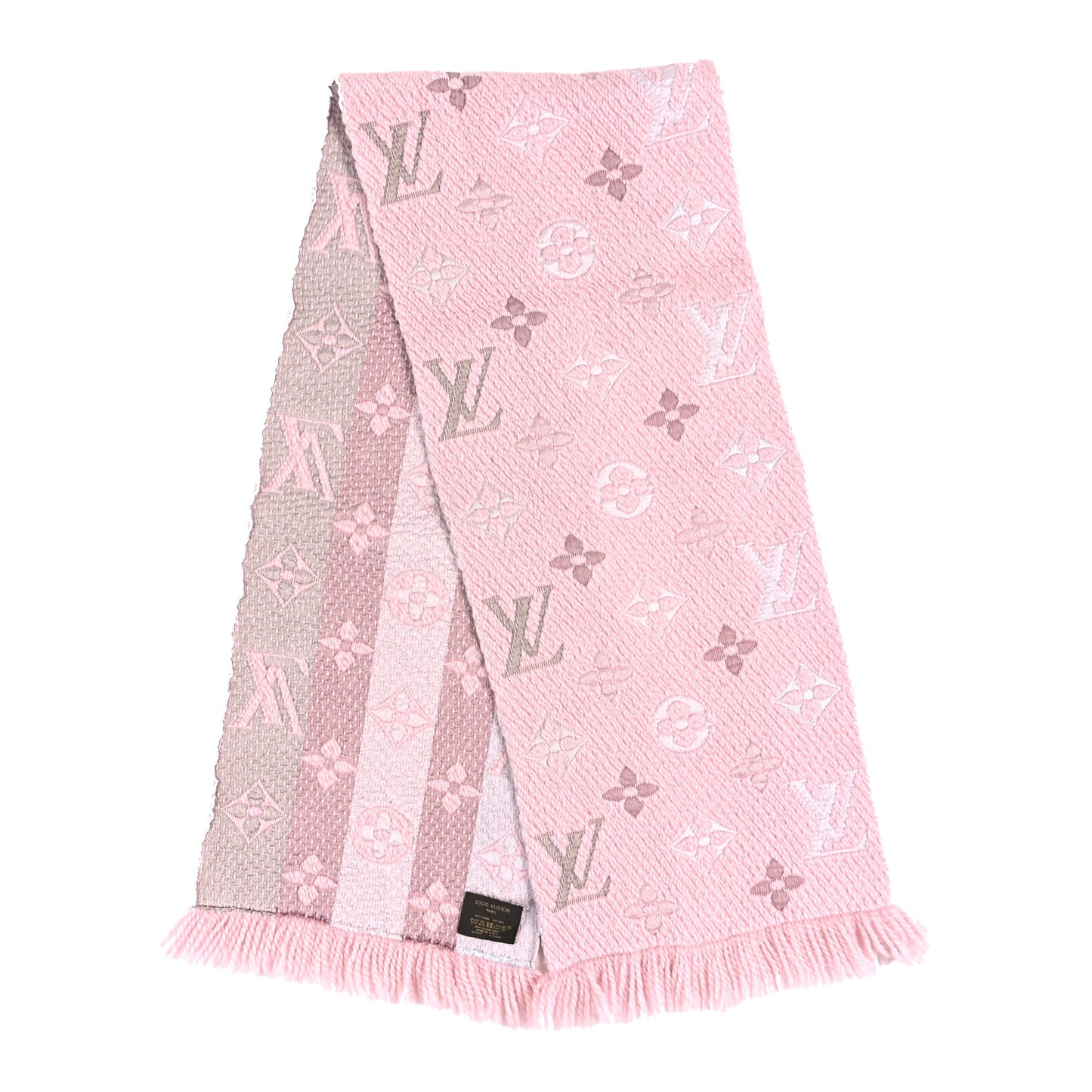 Wool Silk Logomania Shine Scarf Pink