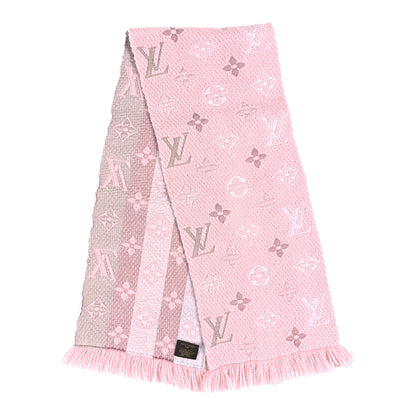 Louis Vuitton Wool Silk Logomania Shine Scarf Pink 2 of 3