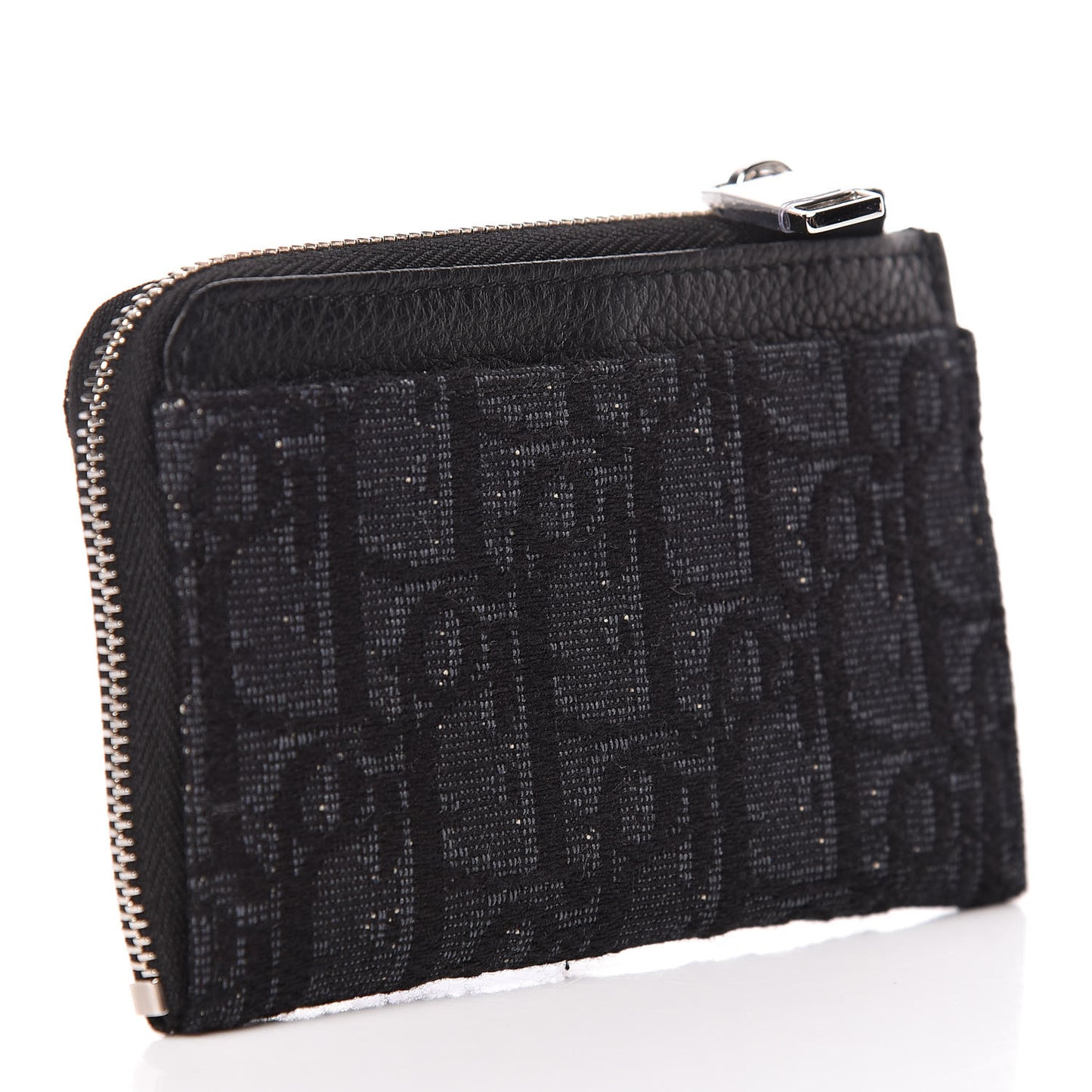 Oblique Zipped Card Holder Black