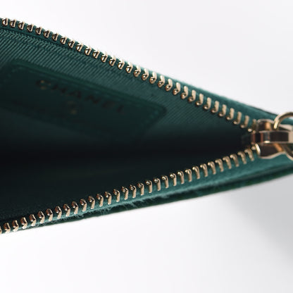 Chanel Metallic Caviar Quilted CC Zip Card Holder Green 5 of 8