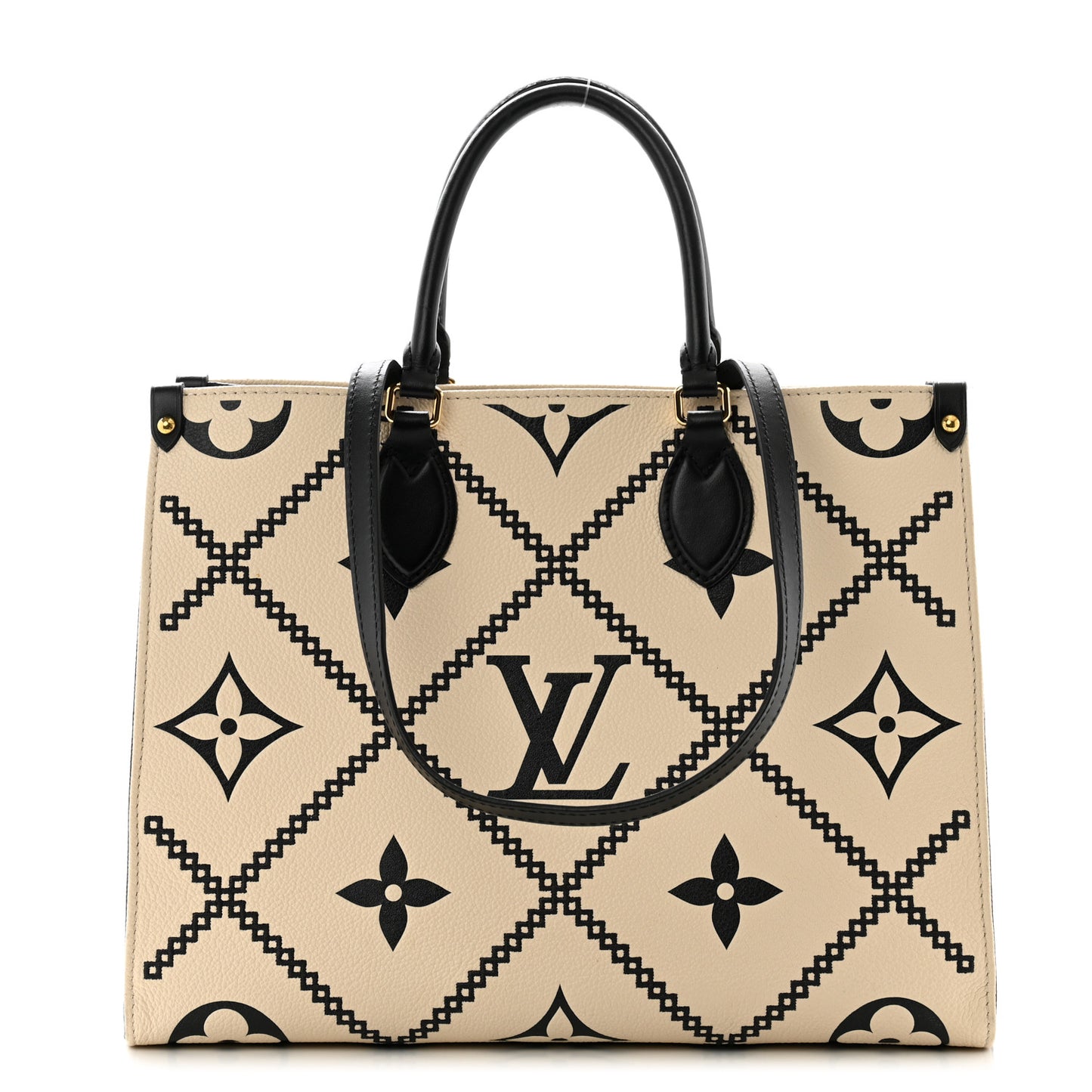 Empreinte Monogram Giant Broderies Onthego MM Cream Black