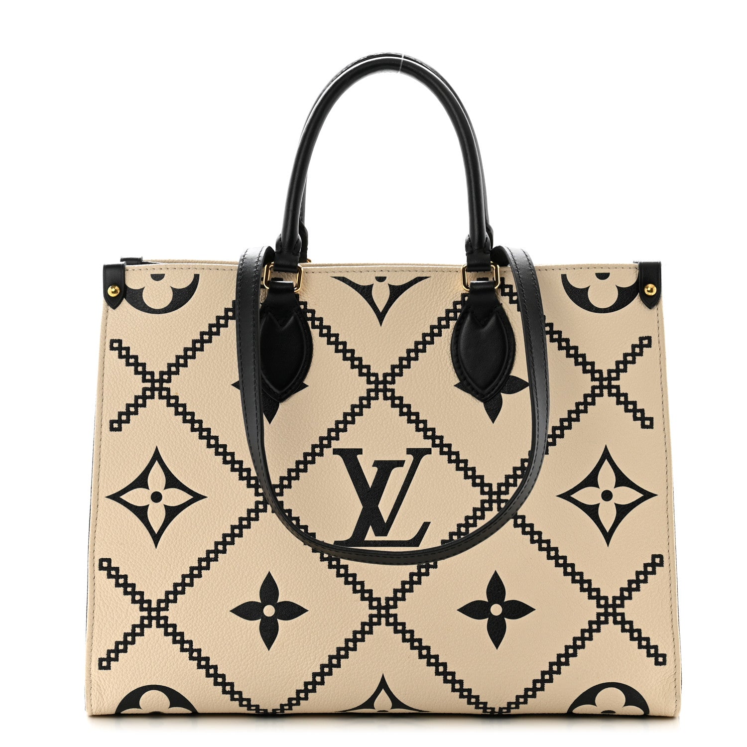 Louis Vuitton Empreinte Monogram Giant Broderies Onthego MM Cream Black 1 of 11