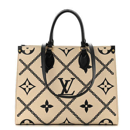 Louis Vuitton Empreinte Monogram Giant Broderies Onthego MM Cream Black 1 of 11