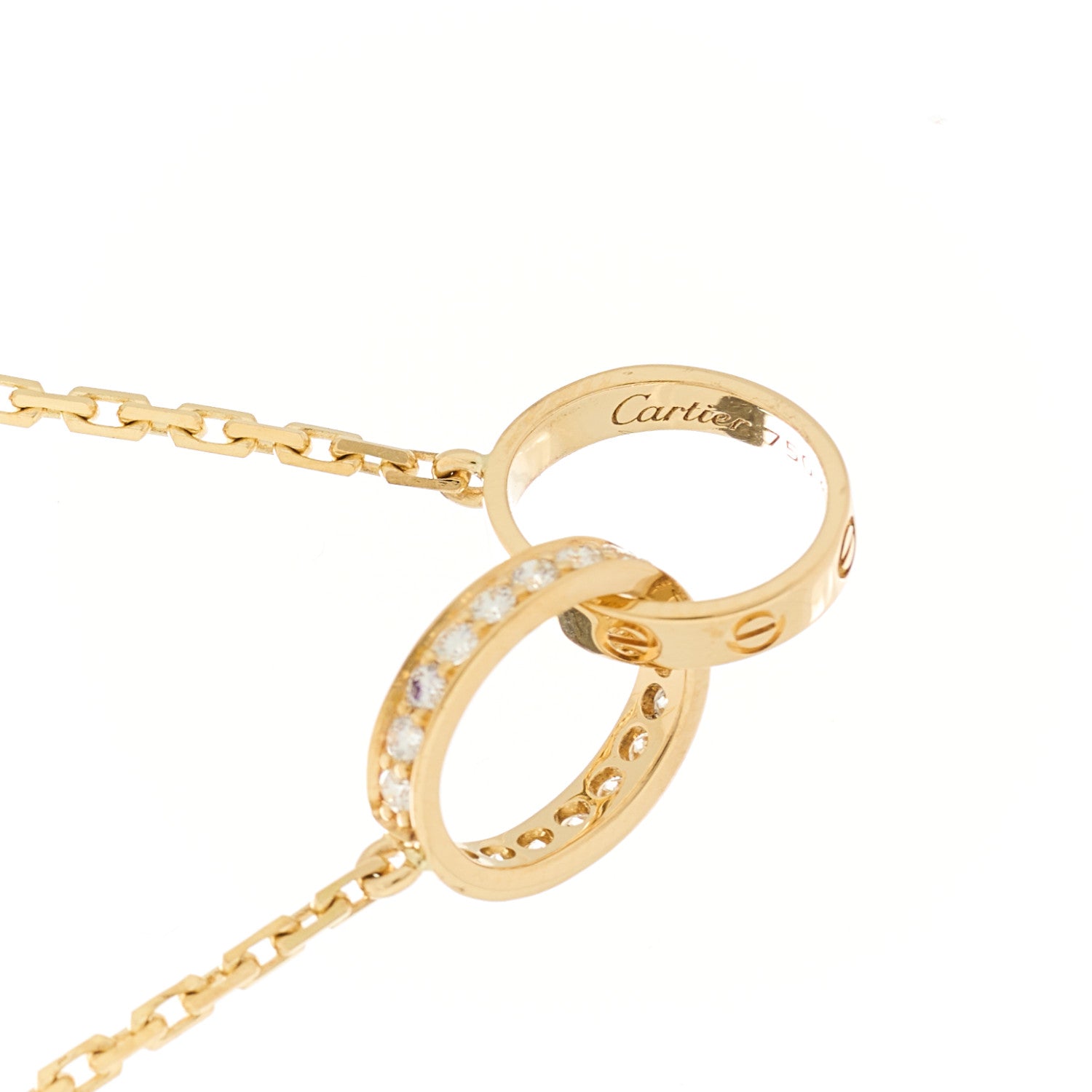Cartier 18K Yellow Gold Diamond Interlocking LOVE Necklace 4 of 7