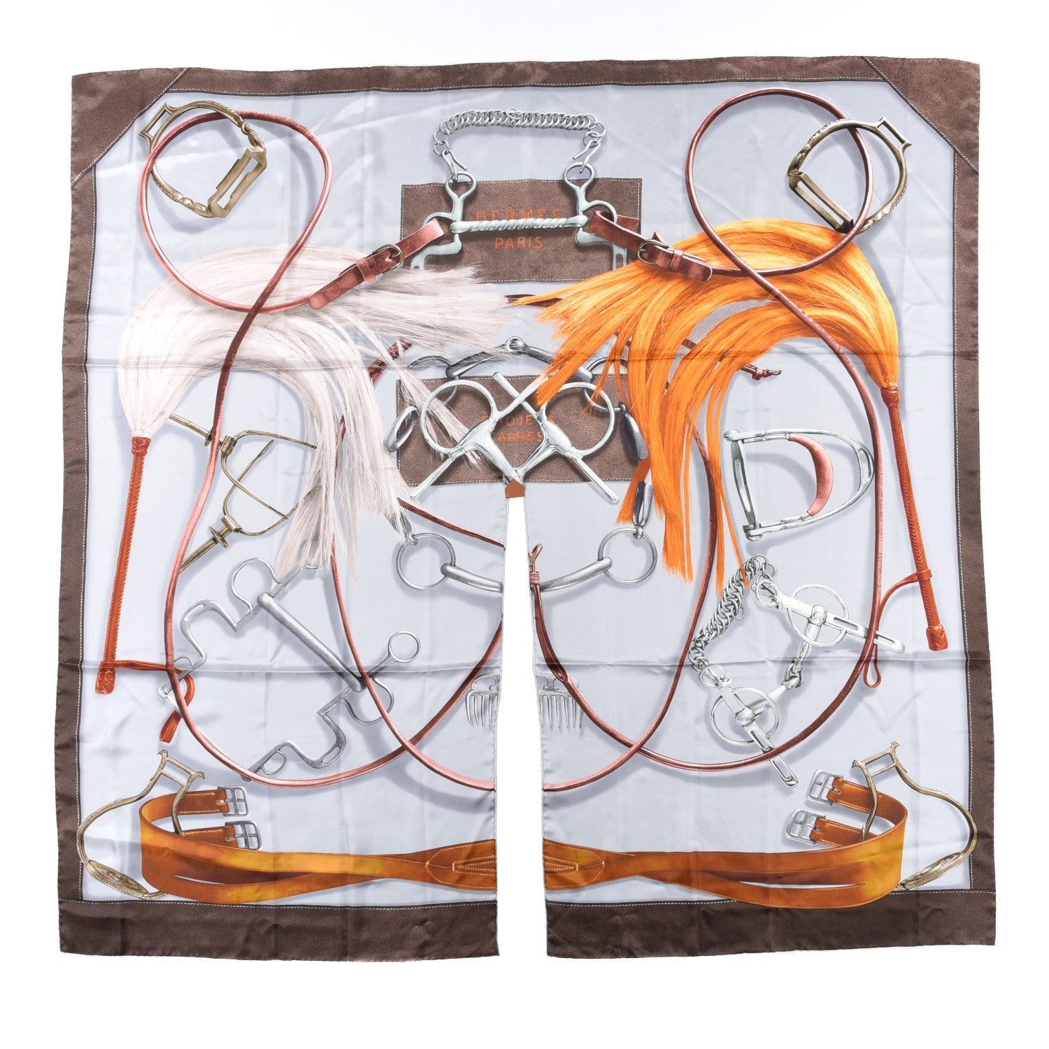Hermes Silk Projets Carres Poncho Gris Perle Taupe Acajou 1 of 6