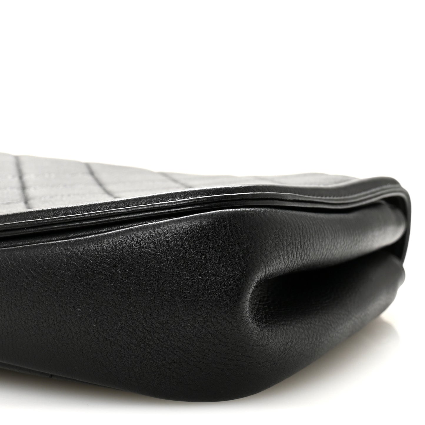 Calfskin Quilted Small Underline Flap Black