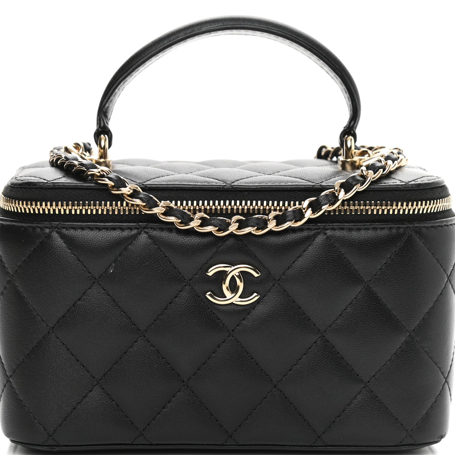 Chanel Lambskin Quilted Small Top Handle Vanity Case With Chain Black 8 of 12