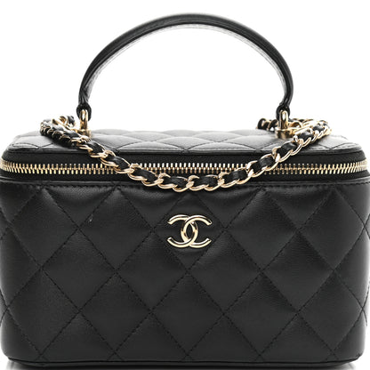 Chanel Lambskin Quilted Small Top Handle Vanity Case With Chain Black 8 of 12