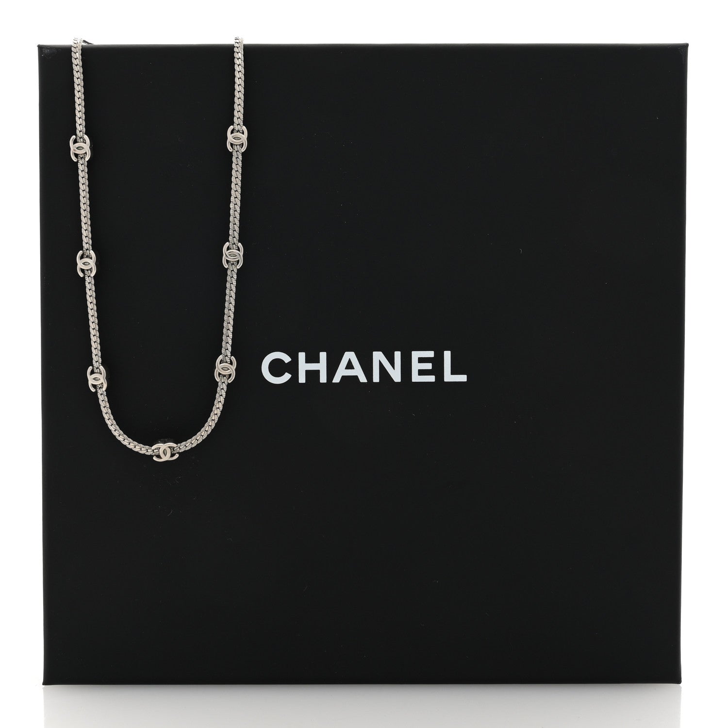 Chanel Metal CC Short Chain Necklace Silver 5 of 5