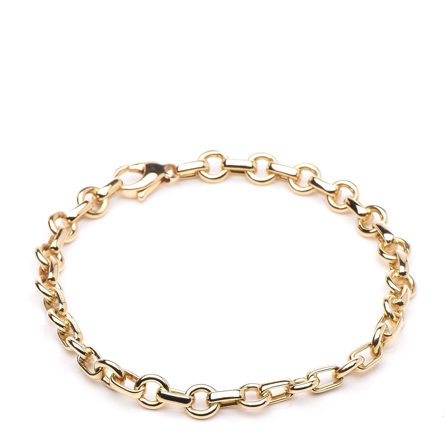 18K Yellow Gold Circle Link Chain Bracelet