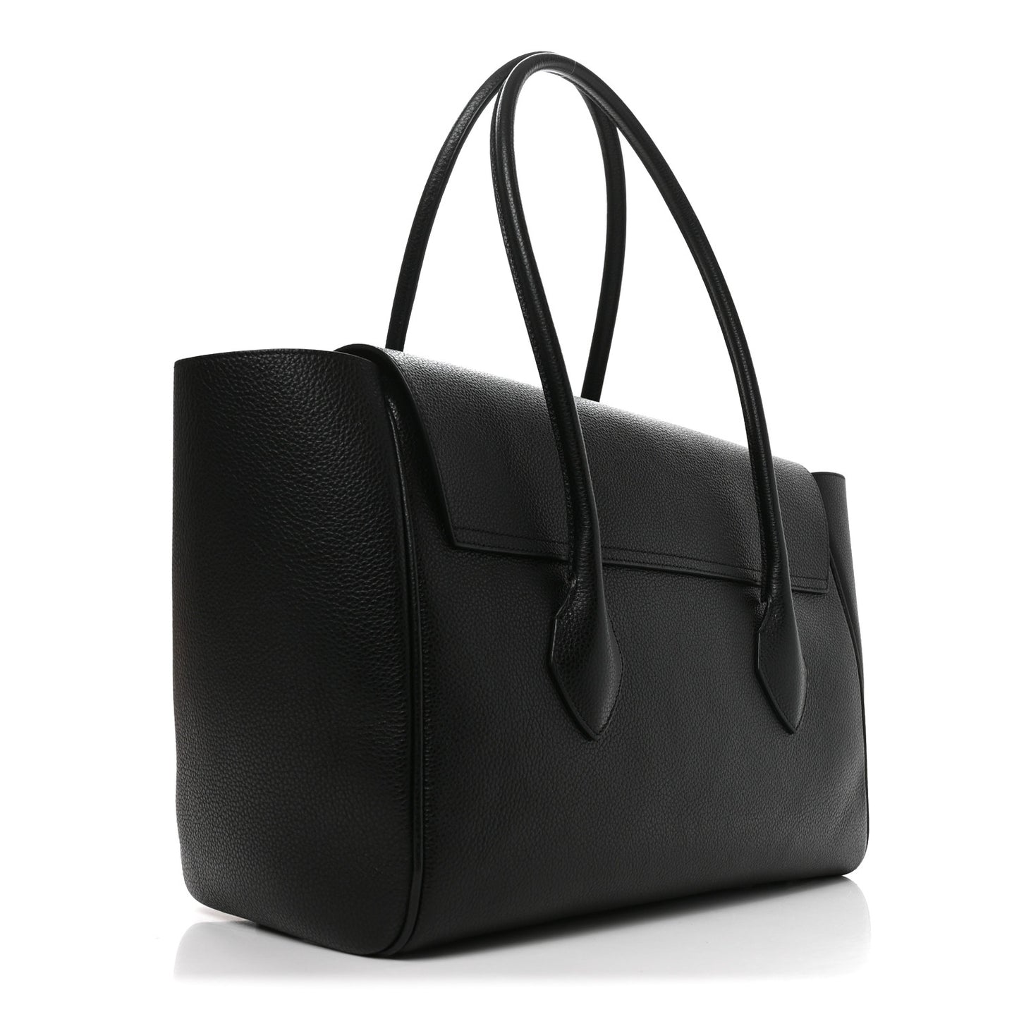 Hammered Calfskin Firenze East West Tote Bag Black
