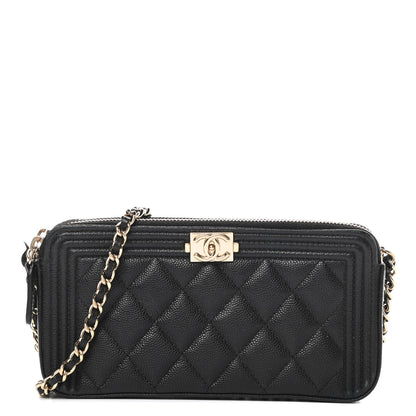 Chanel Caviar Quilted Small Boy Clutch With Chain Black 1 of 17