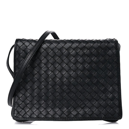 Bottega Veneta Nappa Intrecciato Crossbody Messenger Flap Black 1 of 17