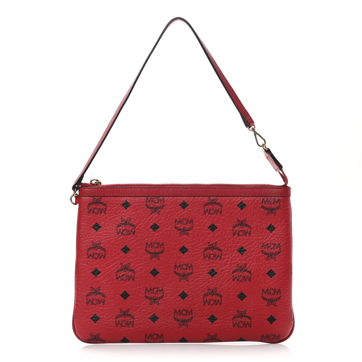 MCM Visetos Liz Shopper Tote Pouch Ruby Red 1 of 14