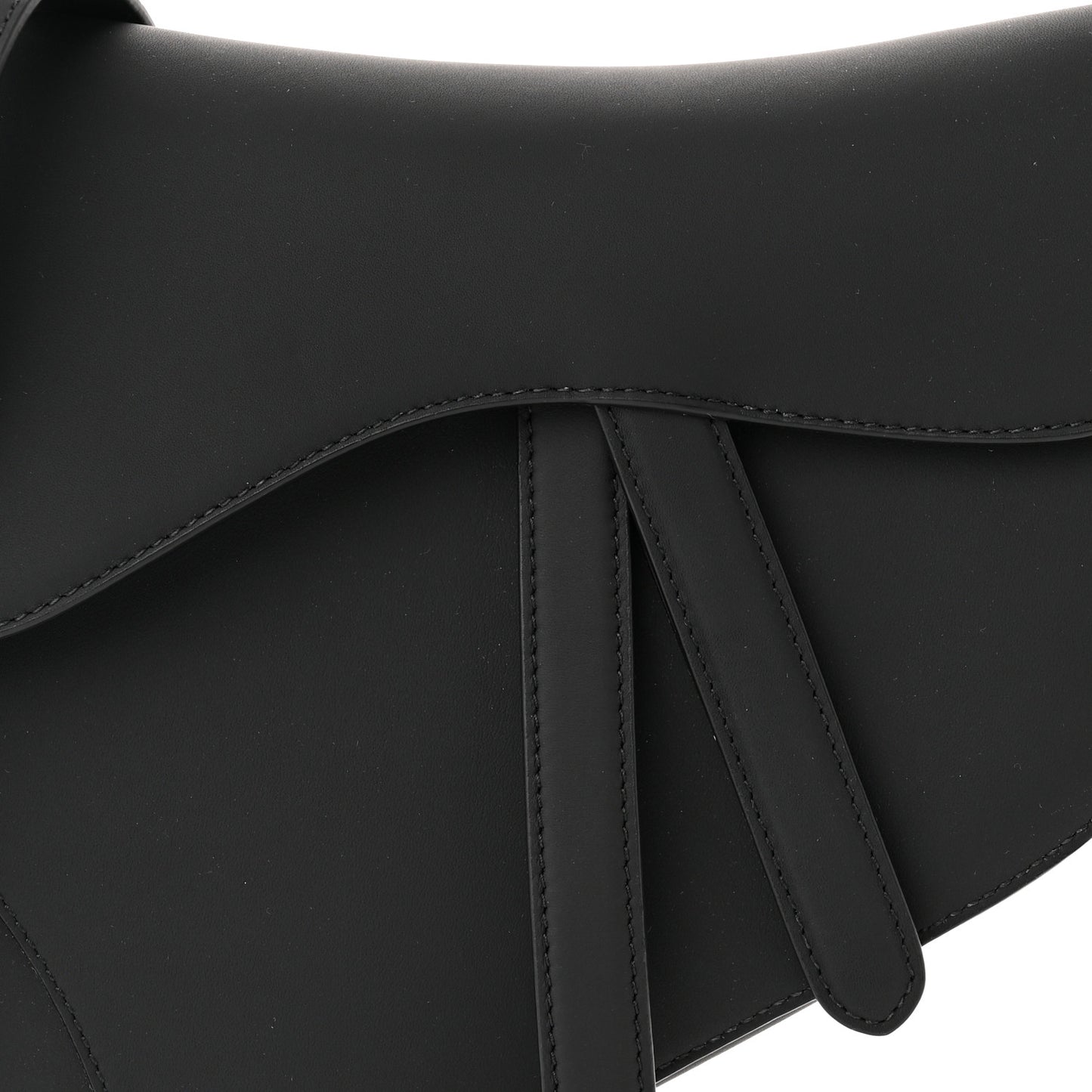 Ultra Matte Calfskin Saddle Bag With Strap Black