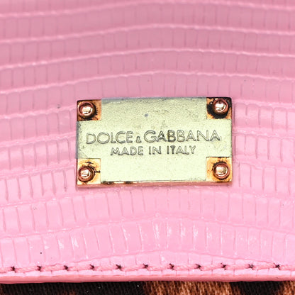 Dolce & Gabbana Lizard Calfskin Embossed Small Miss Sicily Satchel Light Pink 6 of 10