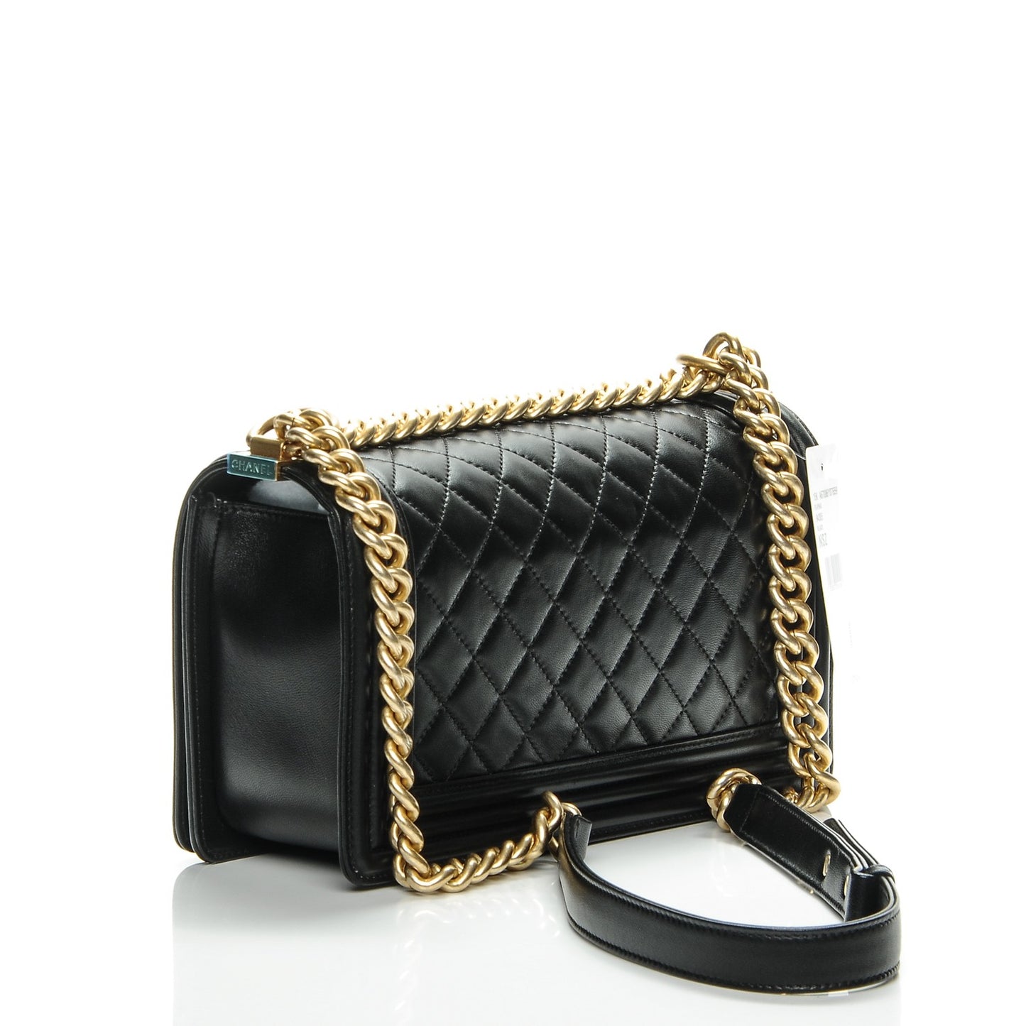 Lambskin Quilted Medium Boy Flap Black