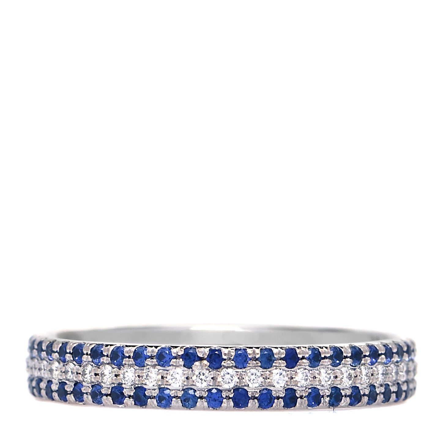 18K White Gold Diamond Blue Sapphire Embrace Ring 52 6