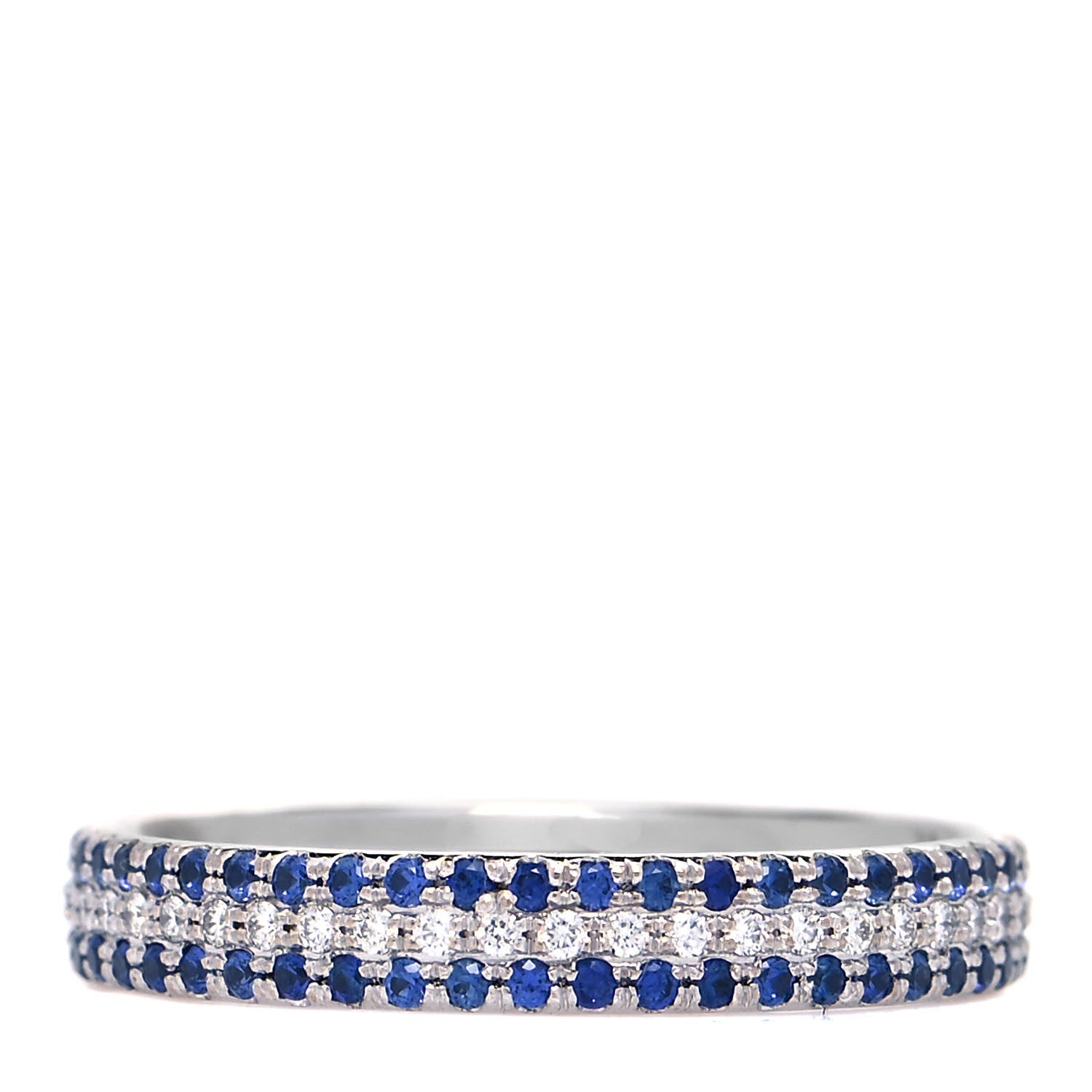 Tiffany 18K White Gold Diamond Blue Sapphire Embrace Ring 52 6 3 of 4