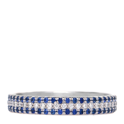Tiffany 18K White Gold Diamond Blue Sapphire Embrace Ring 52 6 3 of 4