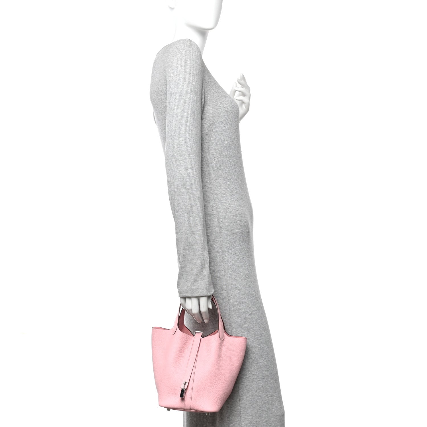 Hermes Taurillon Clemence Picotin Lock 18 PM Rose Sakura 2 of 11