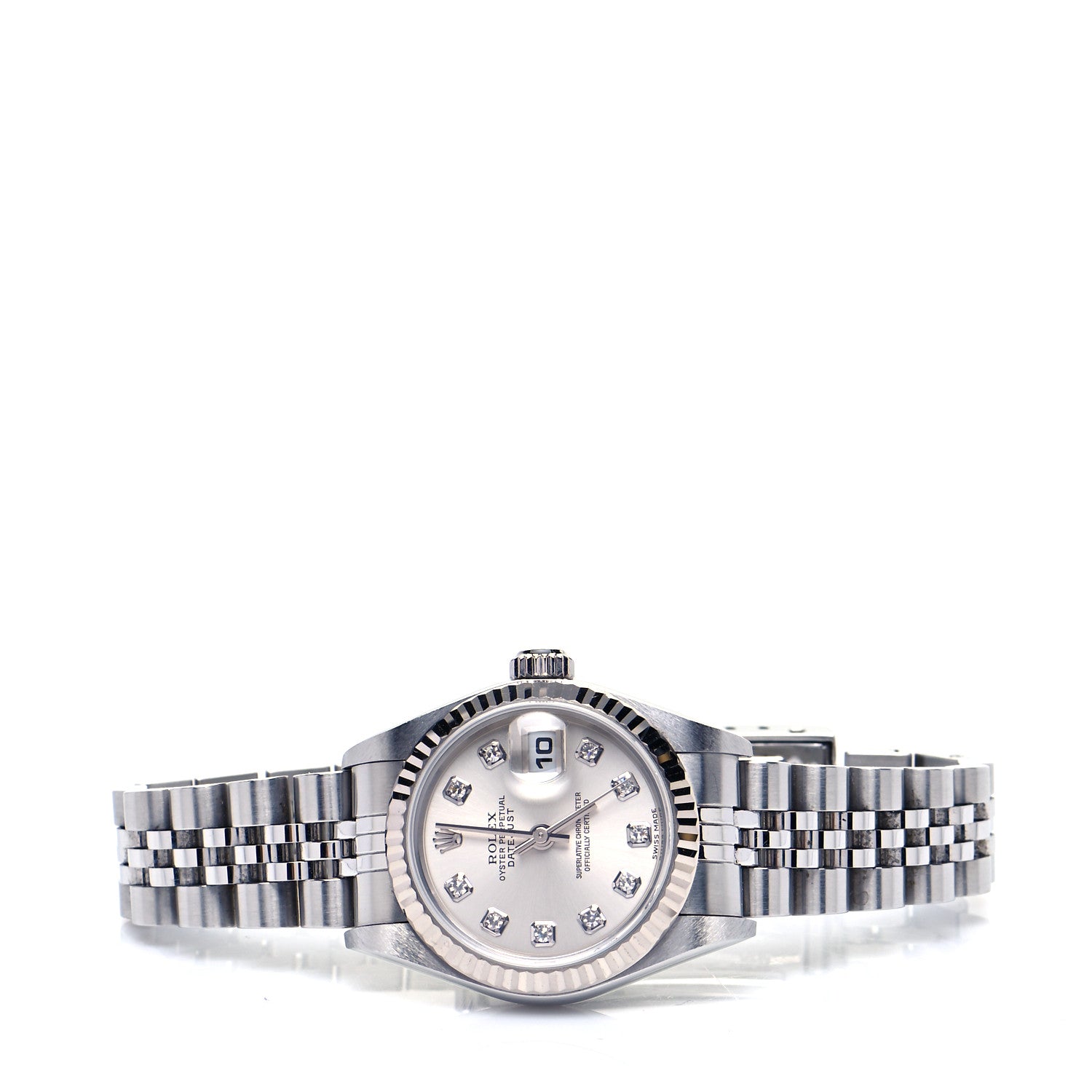 Rolex Stainless Steel 18K White Gold Diamond 26mm Oyster Perpetual Datejust Watch Silver 79174 2 of 4