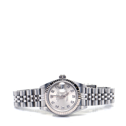 Rolex Stainless Steel 18K White Gold Diamond 26mm Oyster Perpetual Datejust Watch Silver 79174 2 of 4