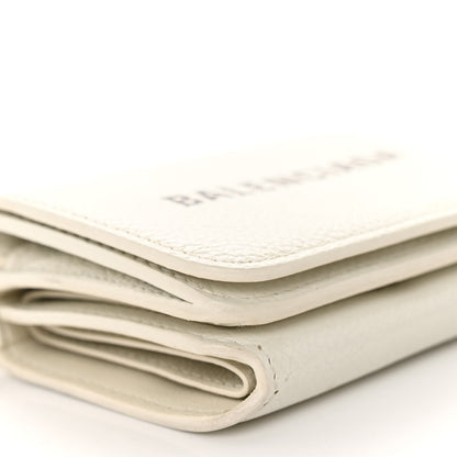 Balenciaga Grained Calfskin Logo Mini Cash Wallet On Chain White Black 9 of 11