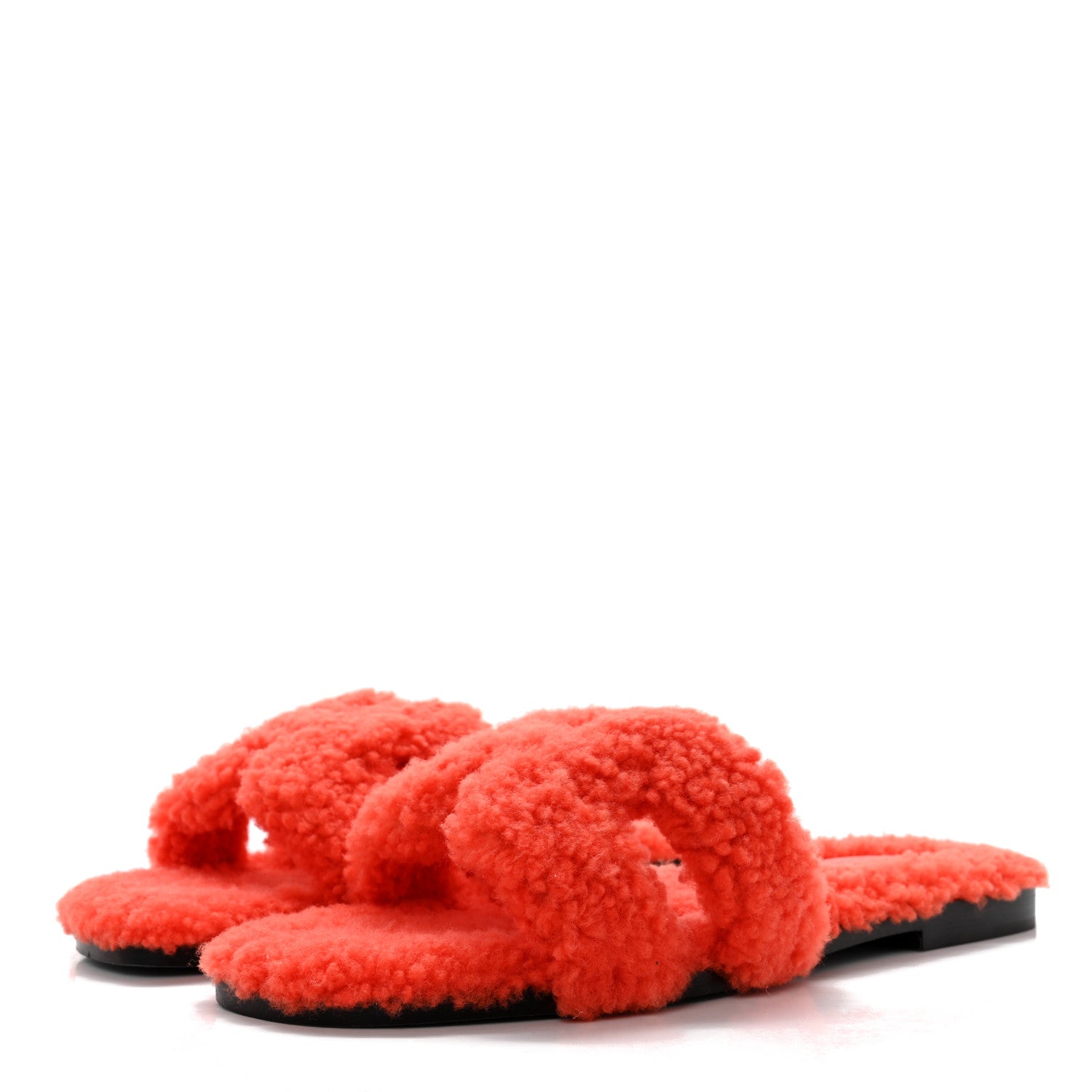 Hermes Woolskin Oran Sandals 38 Orange 3 of 11
