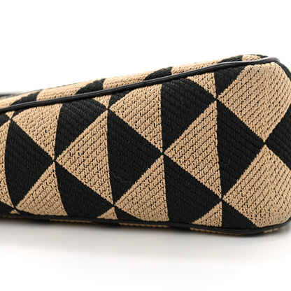 Prada Jacquard Calfskin Triangolo Symbole Embroidered Mini Triangle Double Bag Black Corda 9 of 10