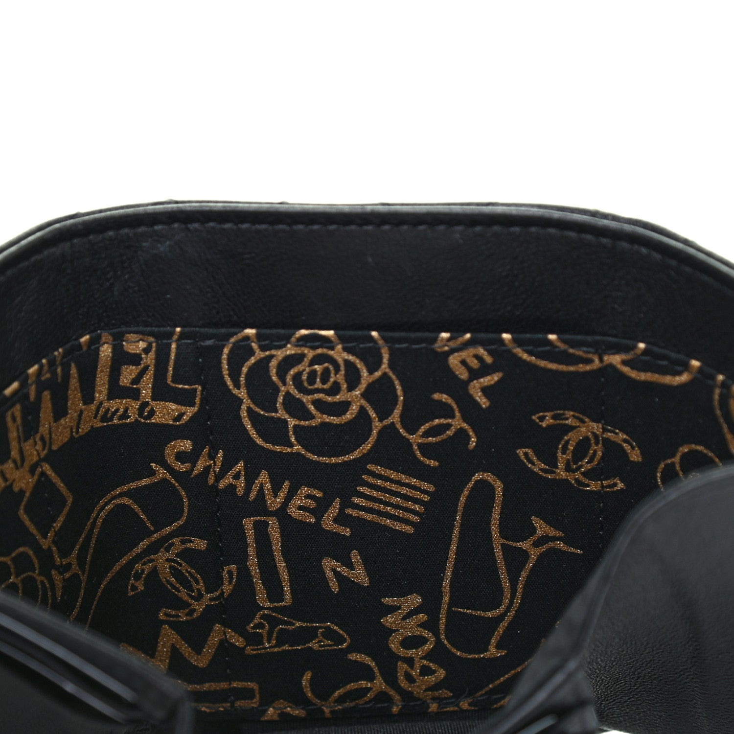 Chanel Lambskin Quilted Small Graffiti Compact Wallet Black 6 of 9